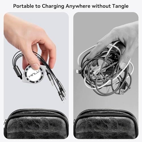 Minlu Multi Charger Cable, 4 in 1 Retractable Charging Cable [2Pack 1.2M] — view 5