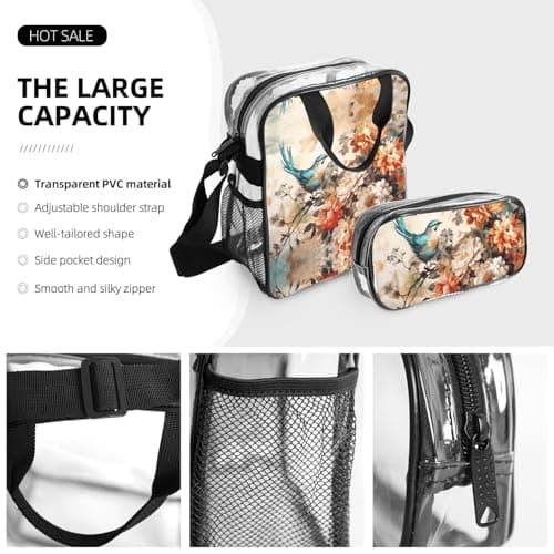 WZYCWB hummingbird Patterned backpack set (lunch bag and pencil case) | Perfect for school, work, business trips, and travel. — view 5