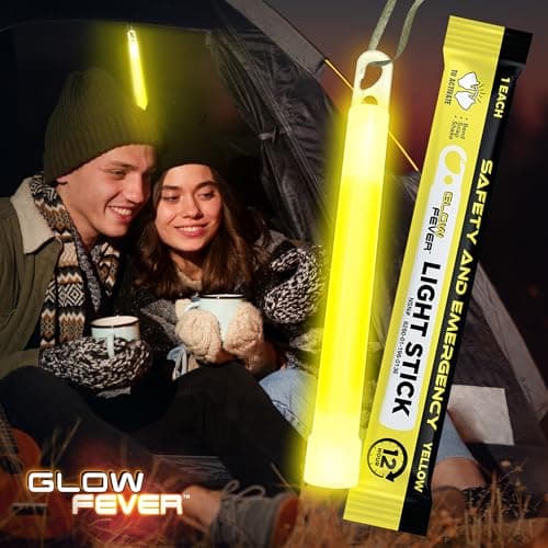 Glow Fever Glow Sticks Bulk, Emergency Safety Military 6'' Lightsticks, Light Up Ultra Bright With 12 Hours Duration For Hiking Party Camping Blackouts Hurricane Shelter Survival Kit (Yellow, 10PCS) — view 5