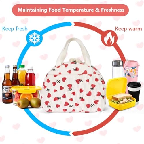 AOOTE Insulated Cooler Lunch Bag, Adults Kids Packed Lunch Box, Corduroy Cool Bag Lunche Box Container, Reusable Cooler Bags for Girls Boys Adults, Leakproof Tote Bags for Work School Picnic Travel — view 5