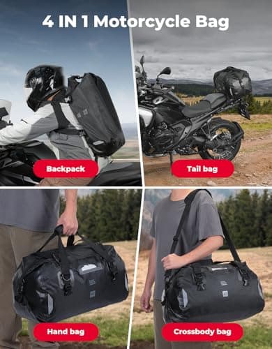 KEMIMOTO Motorcycle Tail Bag, 25L Waterproof, 4-Strap Mount for Touring — view 5