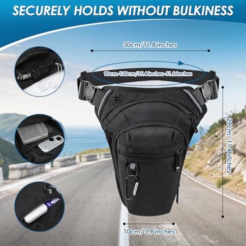 Sockywin Leg Bag, Motorcycle Thigh Bag with Straps Splash-Resistant Drop Leg Pouch for Men Women Reflective Strips Waist LegBag for Cycling Hiking Camping Outdoor Sports Accessories — view 5