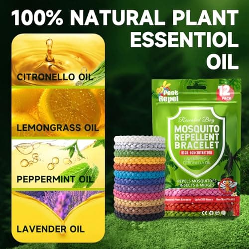 Mosquito Repellent Bracelet 12 Pack, PestRepel Insect Midge & Mosquito Bands - 300 Hours Insect Repellent Protection, Deet-Free, Natural Insect Repellent Bracelet for Adults & Kids — view 2