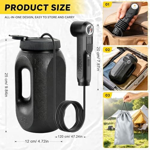 FOTSHARER Portable Bidet for Travel, High Pressure Electric Bidet for Women & Men, 1600mAh Battery, Dual Adjustable Spray Modes, LED Display, 2.5L Tank, IPX6 Waterproof Handheld Bidet for Camping — view 2