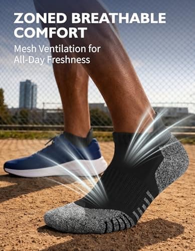 CLOSEMATE 6 Pairs Sport Trainer Ankle Socks for Men(6Black,Size L) — view 3