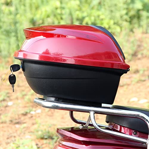 Universal 42l Motorcycle Rear Top Box Scooter Tail Trunk Luggage Storage Case with Soft Backrest, Hard Case Mounting Hardware, Waterproof Lockable, 40x36x29cm15.7x14x11inch Orange One Size — view 3