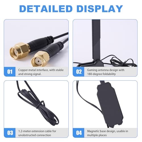 WiFi 6E Tri-Band 2.4GHz 5.8GHz 6GHz Wifi Antenna Booster Magnetic Base Antenna Aerial for PC Desktop Computer ASUS ROG Strix Gaming Motherboard Tri Band Hotspot Network Range Extender Booster Supaeria — view 4