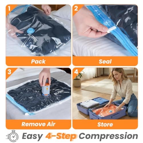 15-Pack Travel Vacuum Bags with Rechargeable Pump, 3 Sizes for Luggage — view 6