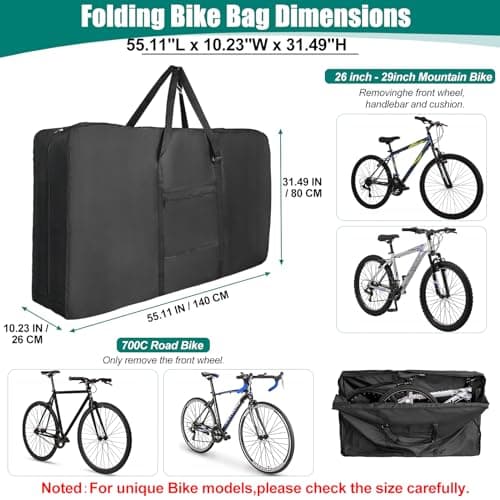 Bike Travel Bag for Airplane,Premium 900D Bike Transport Bag for 26 inch to 29 inch Mountain Bicycle and Road Bike,Heavy Duty Bicycle Box for Air Travel with Strong Webbing for Air Travel — view 2