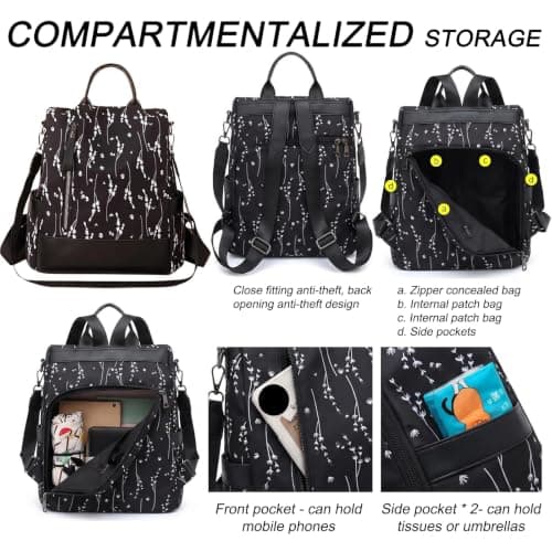 WSXQAZ Women's Fashion Backpacks, Lightweight Nylon Casual Rucksack — view 4