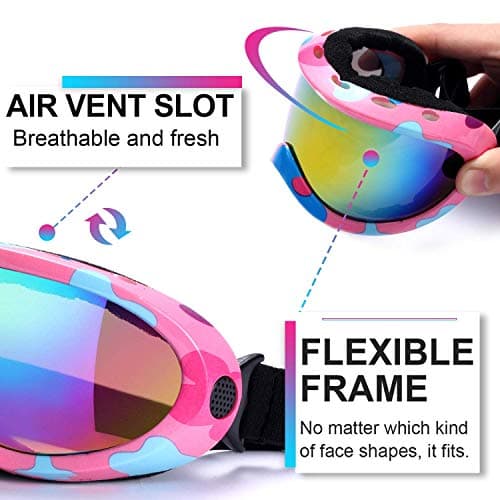 Yizerel Ski Goggles, Pack of 2, Snowboard Goggles for Kids, Boys & Girls, Youth, Men & Women, with UV 402 Protection, Wind Resistance, Anti-Glare Lenses, New Edition — view 3