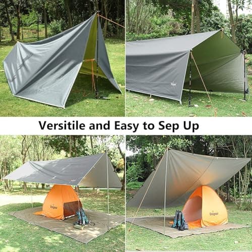Unigear Tarp Rain Fly Tarp Waterproof Tent Cover Hiking Shelter Foldable Lightweight Waterproof for Camping and Protection Against Rain, Snow and Sun — view 2