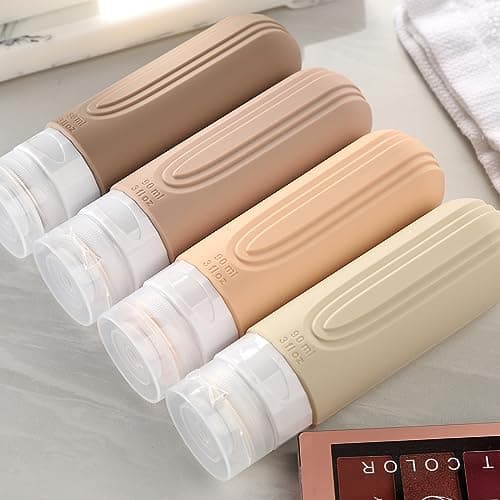 Mrsdry Travel Bottle for Toiletries, Leak Proof Silicone Travel Size 90ml Bottles Refillable Containers for Liquid Shampoo, BPA Free and TSA Approved Travel Accessories with Clear Bag (4 Pack) — view 5