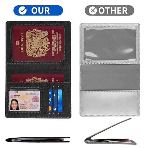 Cinocratic RFID Blocking Passport Holder Cover & Travel Wallet - PU Leather Organiser for Credit Cards, Boarding Pass and ID Cards | Travel Accessories for Men&Women (Black) — view 5