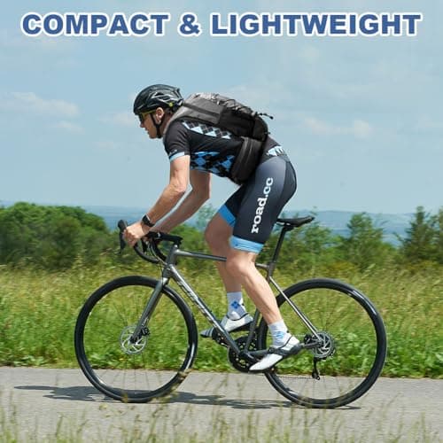 Flintronic Lightweight Breathable Bike Backpack, 8L Waterproof Breathable Cycling Bicycle Rucksack, Hydration Backpack, Reflective Bag, Foldable Running Daypack for Cycling, Jogging, Hiking-Gray — view 4