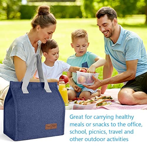 Vicloon Lunch Bags for Women Men, Portable Lunch Box Bag, Insulated Cooler Bag Thermal Leak-Proof Lunch Organizer, Thermal Cooler Bag for Work Outdoor School Travel (Navy Blue) — view 6