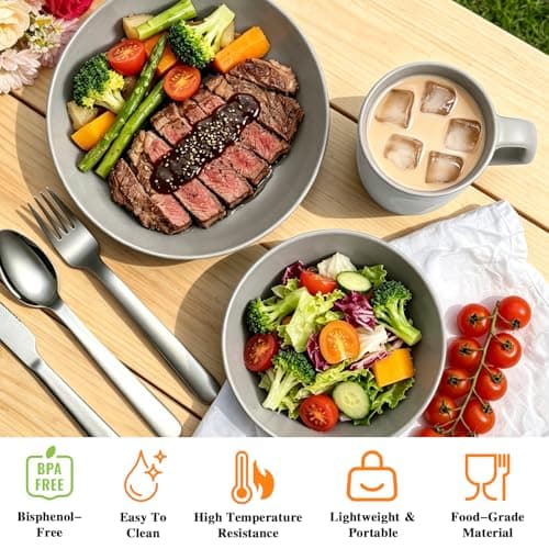 Camping Bowl and Cutlery Set, Picnic Mess Kit, Camping Plates and Bowls — view 6