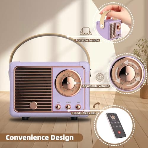 Retro Bluetooth Speaker,Teenage Girl Gifts Small Wireless Speaker Purple — view 6