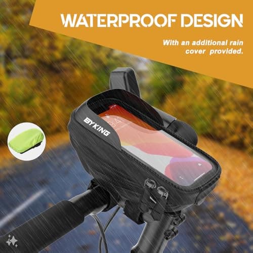 Byking Bike Phone Mount Waterproof Phone Holder for Bike Under 6.8" Smartphones, Phone Holder Bag, Universal Cycling Gifts for Men, Bicycle Accessories Bicycle Phone Holder Waterproof. — view 4