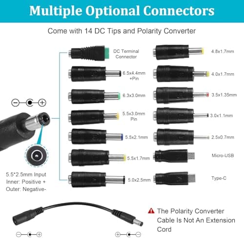 Universal Power Adapter AC 100V-240V to DC 3V-24V 3A 72W with 14 Plugs — view 2