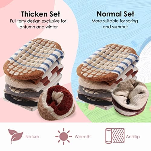 Simpeak Toddler Socks, 4 Pairs Kids Socks in Autumn and Winter Non Skid Kids Toddler Socks with Grips Children Gift Socks for Boys Girls 1-3 Year - 1 — view 3