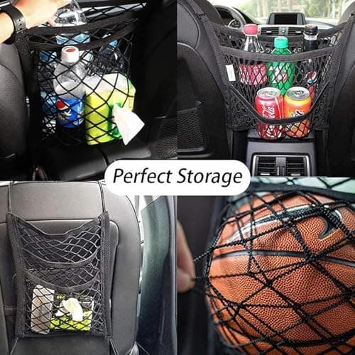 Car Dog Guard Pet Barrier Dog Car Net Barrier with Auto Safety Mesh Organizer Stretchable Storage Bag Universal for Cars, SUVs,3 Layer Pet Dogs Car Driving Accessories Safety Travel — view 6