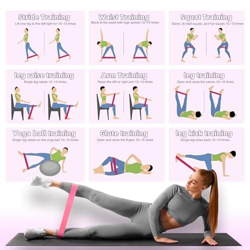 Resistance Loop Exercise Bands, Resistance Bands Exercise Bands for Home Fitness, Stretching, Strength Training, Physical Therapy,Elastic Workout Bands for Women Men Kids, Set of 5 (Assorted) — view 3