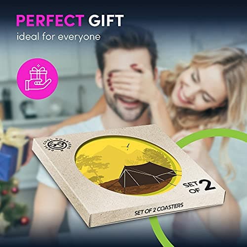 2 x Eco Boxed Cork Coasters - Camping Tent Forest Drink Cup Mug Glass Table Mat #7136 — view 5