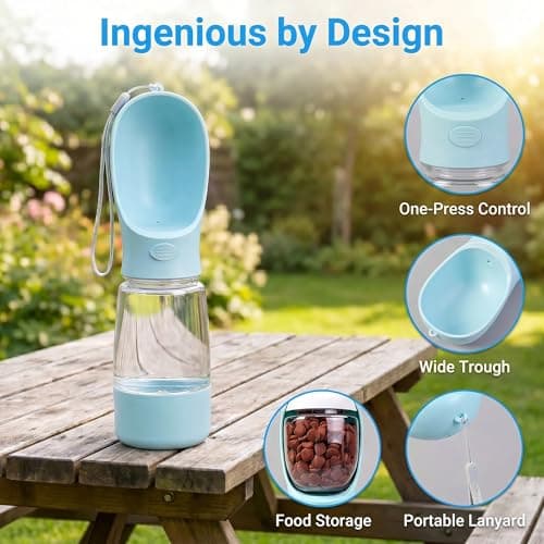 Dog Water Bottle, 4-In-1 Portable Pet Drinking Flask, Leakproof — view 3