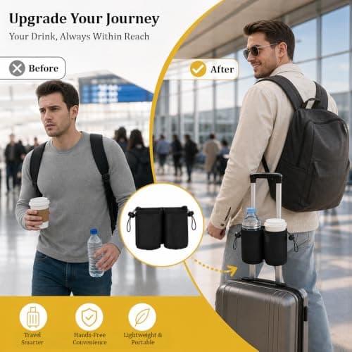 Luggage Cup Holder for Suitcase Travel Accessories Drink Holder Attachment — view 4