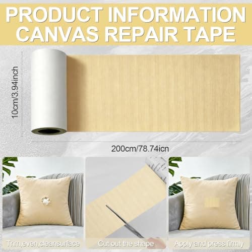Canvas Repair Patches 4 x 79 inch Waterproof Fabric Tape(Beige) — view 2