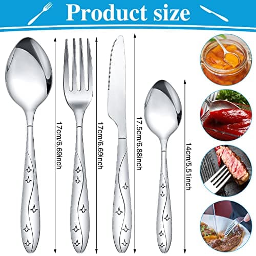 4 Pcs Cutlery Set, Camping Utensil Set, Knife and Fork Flatware Set — view 2