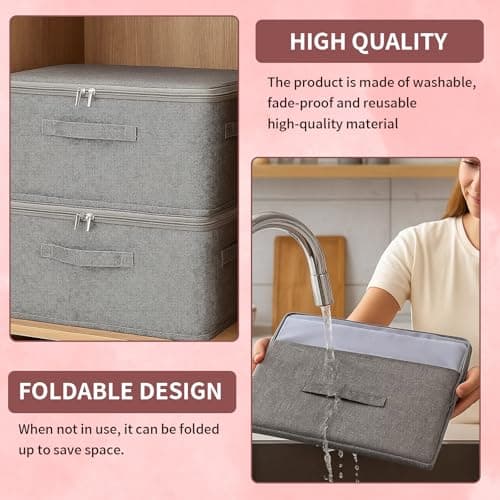 WonHey Lockable Storage Box with Combination Lock, Secure Fabric Large Lockable Storage Box for Valuables, Documents, Toys, and Seasonal Clothing, Home and Travel — view 5
