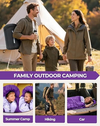 Sportneer Sleeping Bags for Adults - Kids Sleeping Bag 3-4 Season Lightweight Backpacking Sleeping Bag Cold Weather & Warm, Compact, Single Adult Girls Boys Camping Sleep Bag — view 3
