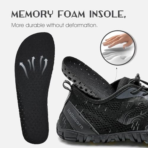 Barefoot Shoes Men Women Water Shoes Wide Lightweight Walking Shoes(A Black,9UK) — view 5