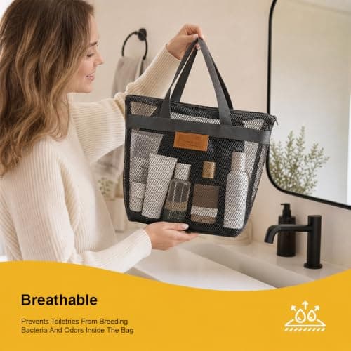 LYJinJuHang 1PC Mesh Shower Bag Quick Dry Mesh Shower Caddy Grey — view 5