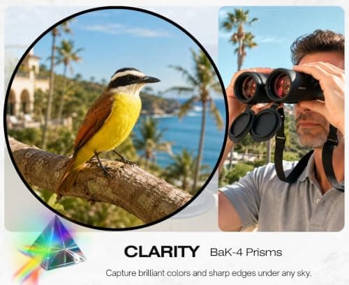 Hontry High Power 10x42 Binoculars for Adults Bird Watching (Black) — view 4