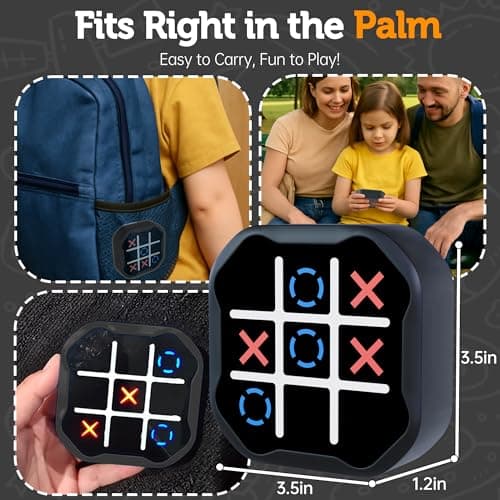 MASSRT 3-in-1 Electronic Tic Tac Toe Handheld Travel Game, Black — view 2
