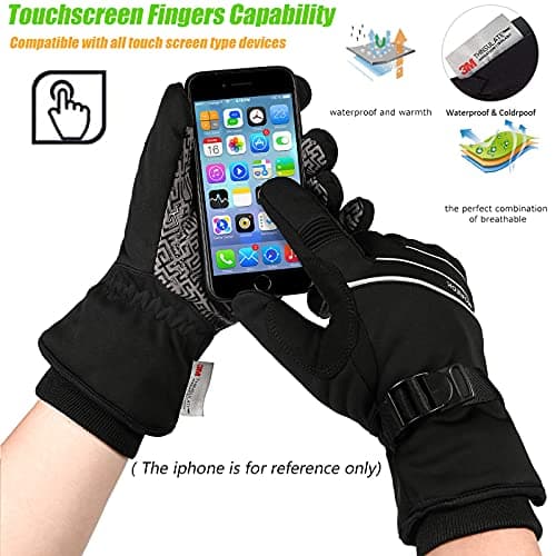 MOREOK Waterproof & Windproof Winter Gloves for Men and Women,-30°F 3M Thinsulate Thermal Touch Screen Warm Gloves for Skiing,Cycling,Motorcycle,Running,Outdoor Sports Black-XL — view 5