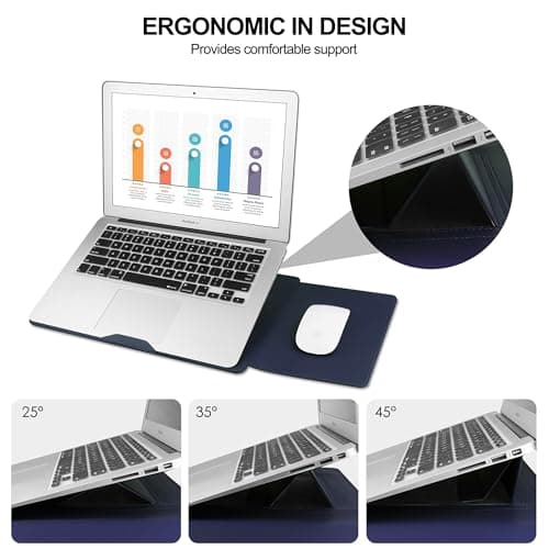 HoYiXi 13.3'' /13.6'' Laptop Sleeve Case Leather Bag with Stand Compatible with MacBook Pro 14/MacBook Air 13(M1 M2)/ASUS Vivobook 14/Dell XPS 13/ASUS Acer Matebook 14'' laptop case,Blue — view 5