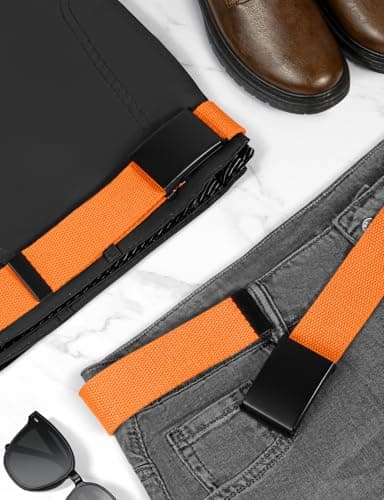LXMY Belts for Men,Work Belts for Men,Mens Adjustable Canvas Fabric Nylon Golf Belt Fits Anywhere(Orange) — view 5
