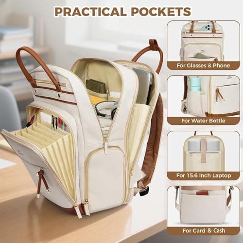 MATEIN Work Bag with Lunch Compartment, 15.6 Inch Lunch Backpack for Women — view 5