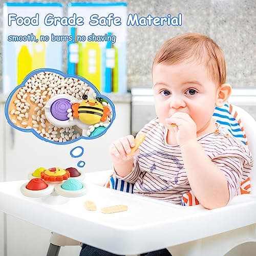 Yumuwind Suction Cup Spinner Toys, Spinners for Babies with Silicone Bubbles Kids for Bath and Window, Baby Sensory Spinner Toy Release Anxiety Travel Toys, Baby Bath Toys for 1+ Years Old… — view 2