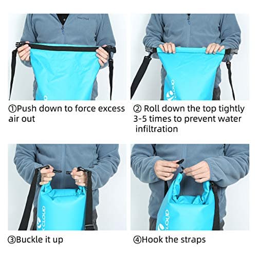 ROCK CLOUD Dry Bag Waterproof 20L Dry Sack for Kayaking Rafting Boating Beach Surfing Swimming Canoe Camping Hiking Fishing Ski,Black — view 4