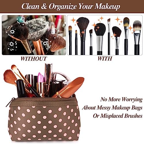 cobee Large Travel Makeup Brush Holder, Portable PU Makeup Organizer Zipper — view 2
