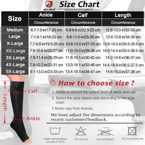 Ailaka 20-30 mmHg Zipper Compression Socks for Women Men, Open Toe — view 3