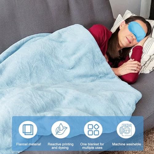 Megcdtr Travel Blanket and Pillow with Eye Mask and Ear Plugs(Blue) — view 6