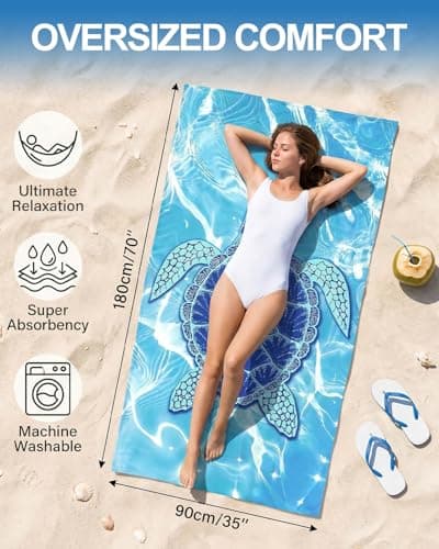 Evoplor 2 Pack Microfibre Beach Towels for Adults Extra Large 180 × 90 cm, Quick Dry Sand Free Beach Towel with Mesh Bag, Lightweight Travel Towels for Holiday, Pool — view 2