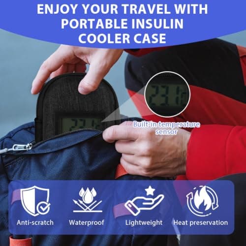 AOOWU Insulin Cooler Travel Case with Temperature Display, TSA Approved — view 5