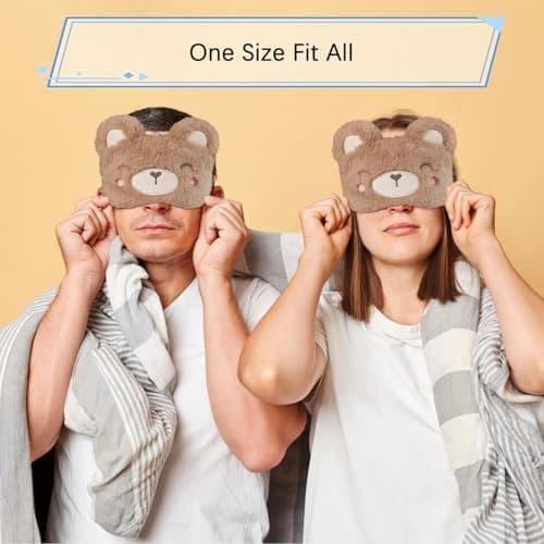 FUNAUPGO Cute Capybara Sleep Mask Eye Mask Animal Sleeping Mask Soft Plush Blindfold Travel Eye Cover Eyeshade for Kids Adults Girls Boys Women Men (Capybara, Beige) — view 4